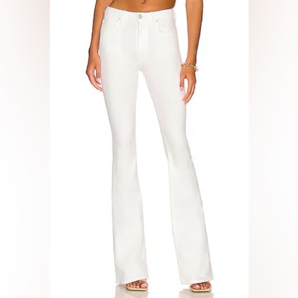 Hudson Mia Lowrise/Midrise Flare Jeans in White